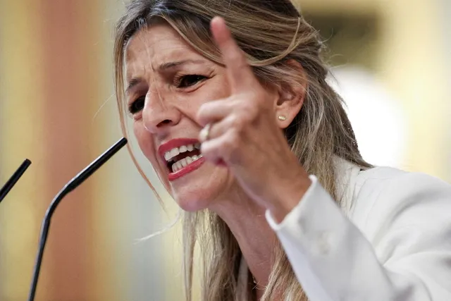Yolanda Díaz durante una comparecencia sobre la aceleración de la reforma del registro horario